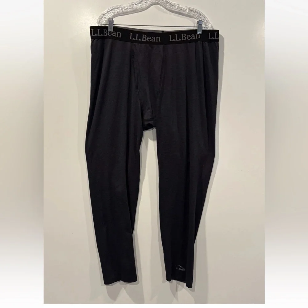 LL Bean Mens Base Layer Pants XXL Gray Waffle Knit Thermal Leggings 0486
